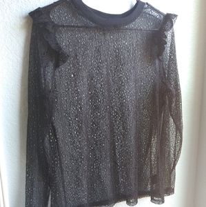 Who What Wear Black Lace Top